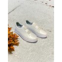 Beyaz Deri Lastikli Sneakers 