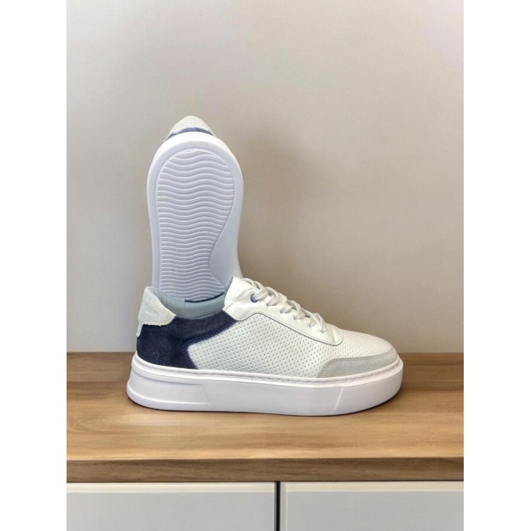 Beyaz Lacivert Garnili Sneakers 
