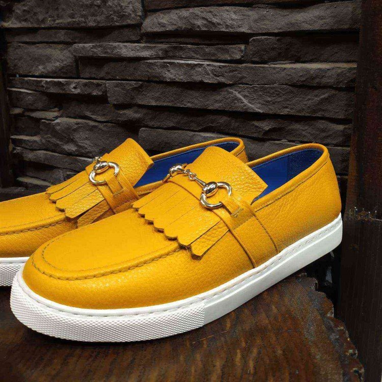 Sarı Deri Tokalı Sneakers 