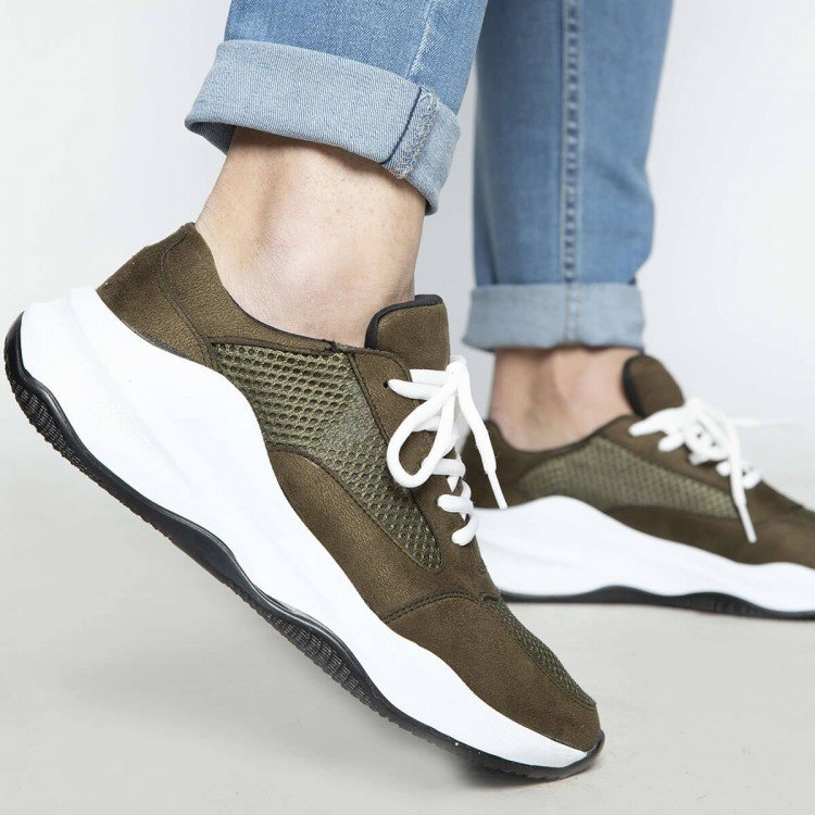 Yeşil Süet Fileli Sneakers