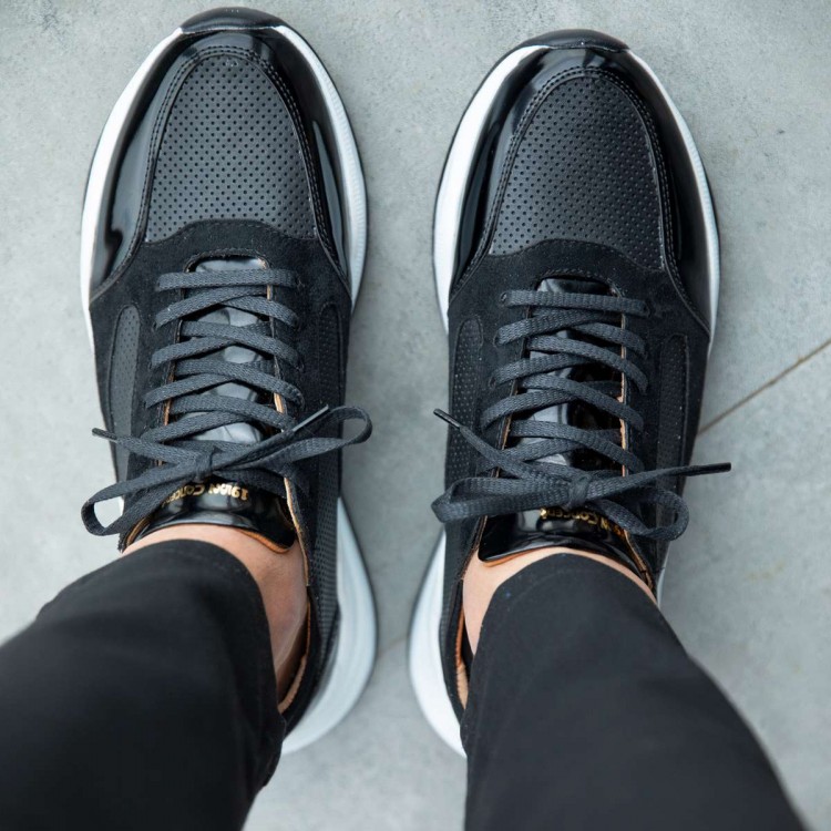 Siyah Açma Süet Detaylı Sneakers