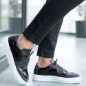Gri Süet Detaylı Siyah Sneakers